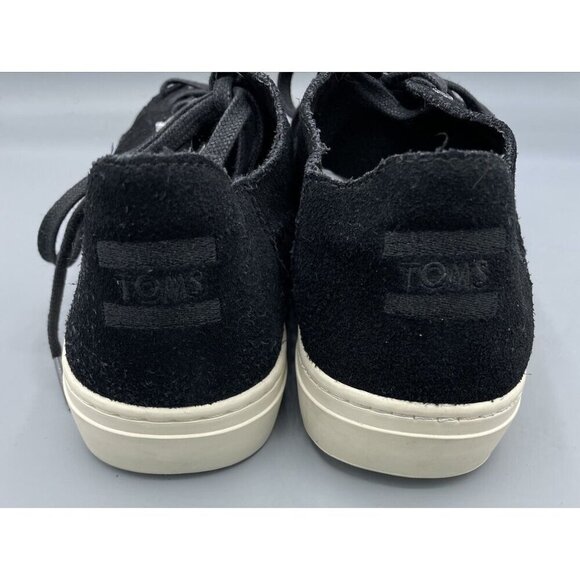 TOMS Black Suede Leather Lace Up Sneakers Women’s Shoes 9.5 Casual Comfort - Picture 3 of 8